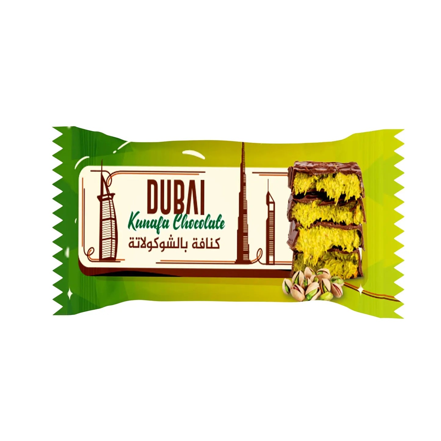 Dubai Chocolate Pistachio Kunafa 35g – Pack of 24 | Now Up to 70% Off! | Coated with Rich Belgian Chocolate - My Chocolate