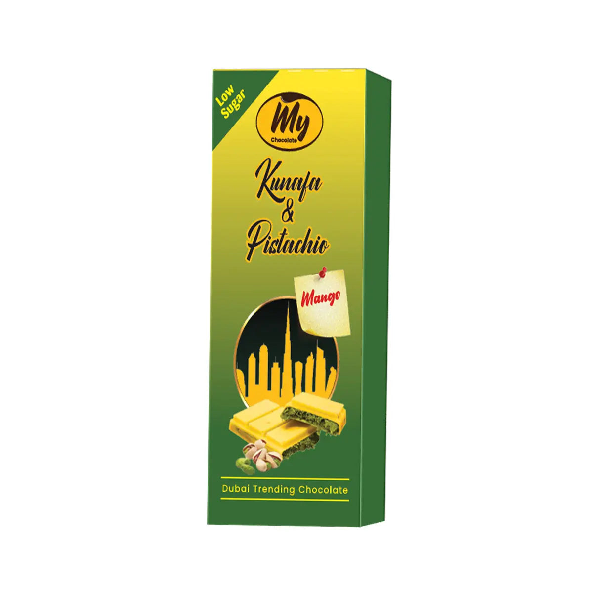 Kunafa Mango Belgian Chocolate Pistachio 40g - My Chocolate