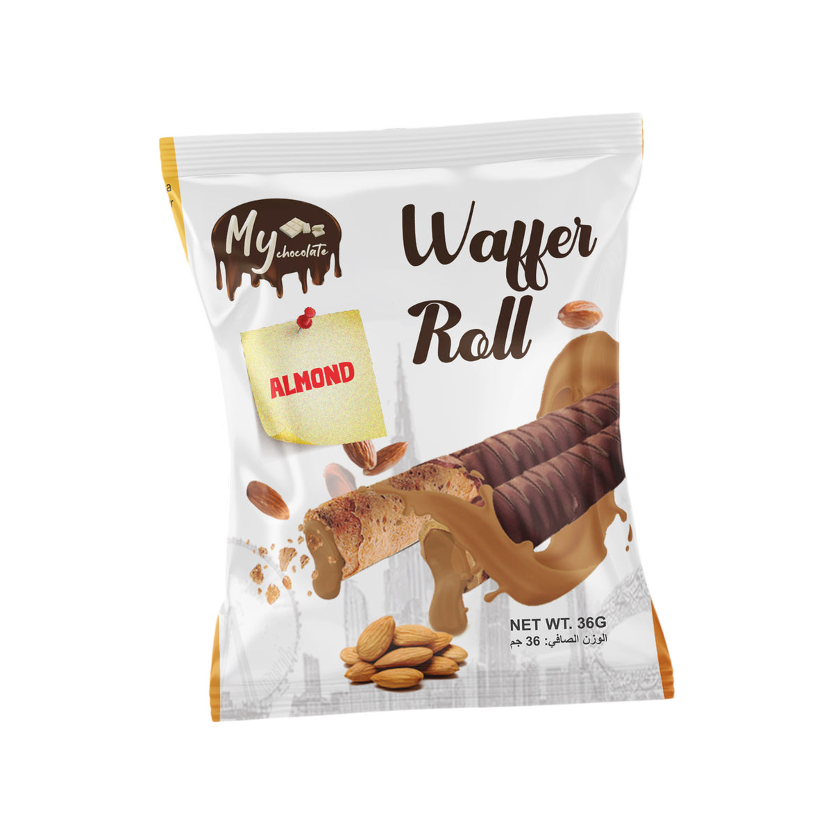 Wafer Roll Almond Cream 36g | Crunchy Almond Wafer with Creamy Filling