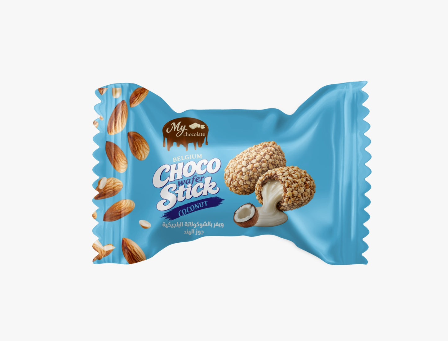 Coconut Cream Choco Wafer Stick 1kg – Chocolate Coated with Crushed Almonds My Chocolate