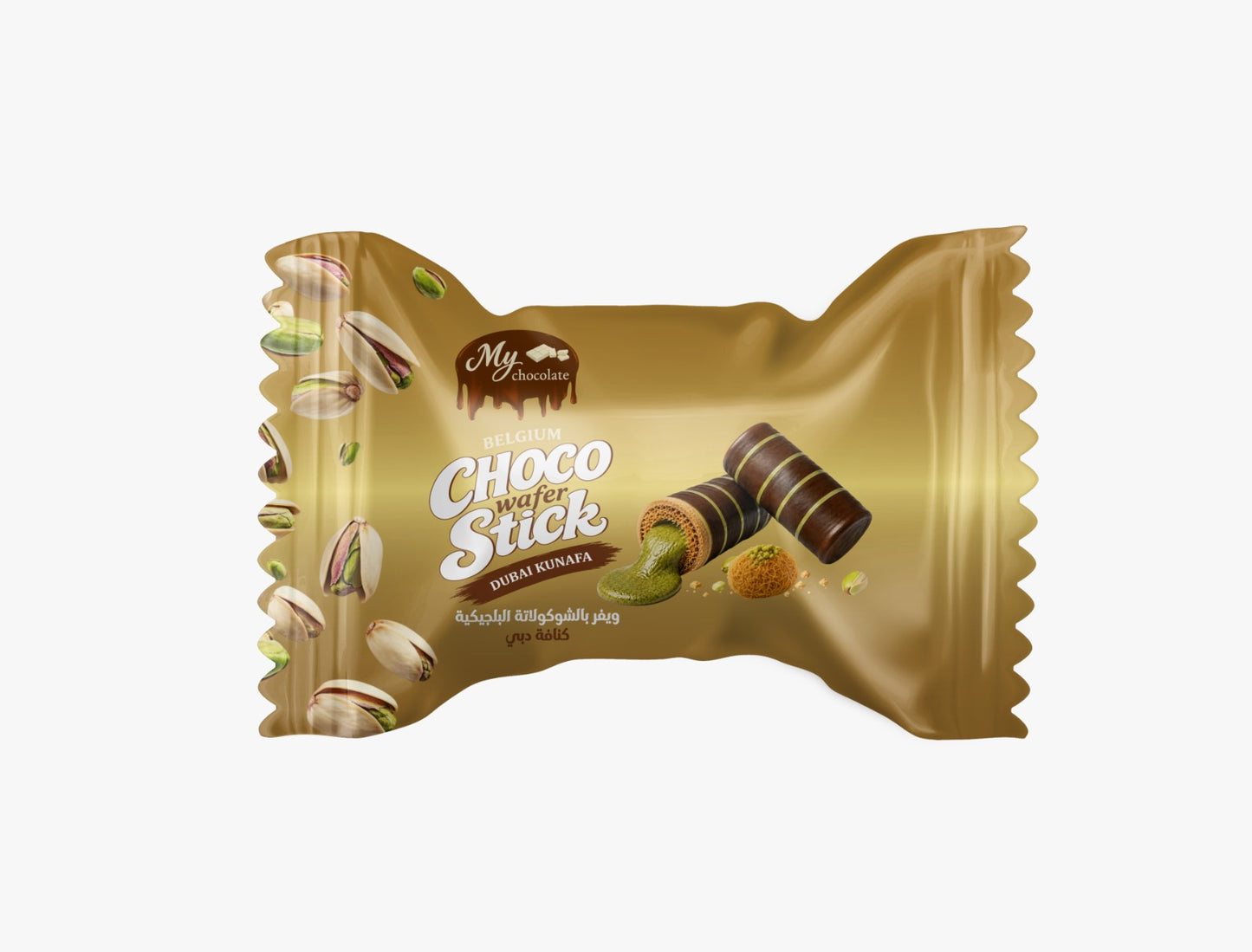 Dubai Kunafa Belgium Choco Wafer Stick 1kg – Pistachio Chocolate Wafer My Chocolate