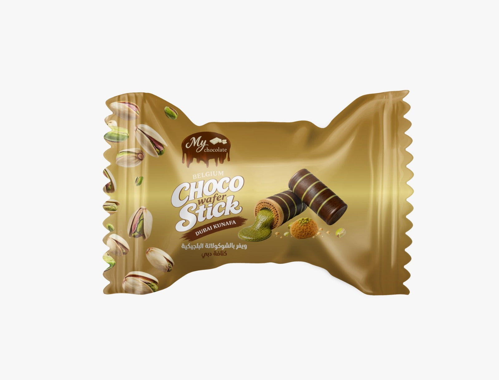 Dubai Kunafa Belgium Choco Wafer Stick 1kg – Pistachio Chocolate Wafer My Chocolate