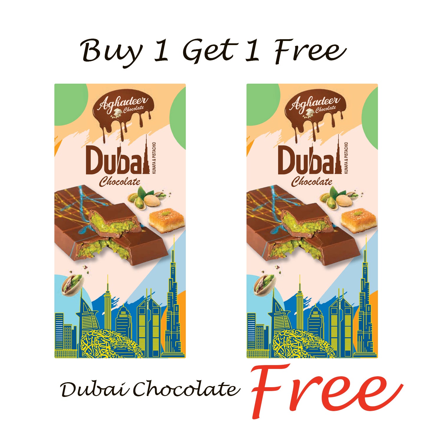 Dubai Chocolate Kunafa Pistachio - Offer Pack 100g Buy 1 Get 1 Free My Chocolate