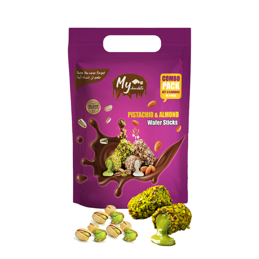 Pistachio &amp; Almond Choco Wafer Stick 95g – A Deliciously Creamy Chocolate Wafer Experience My Chocolate