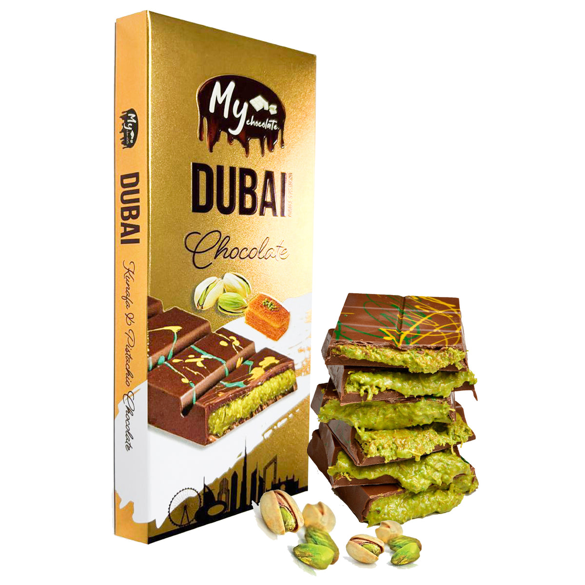 Premium Dubai Chocolate Kunafa Pistachio 100g | Dubai Chocolate My Chocolate