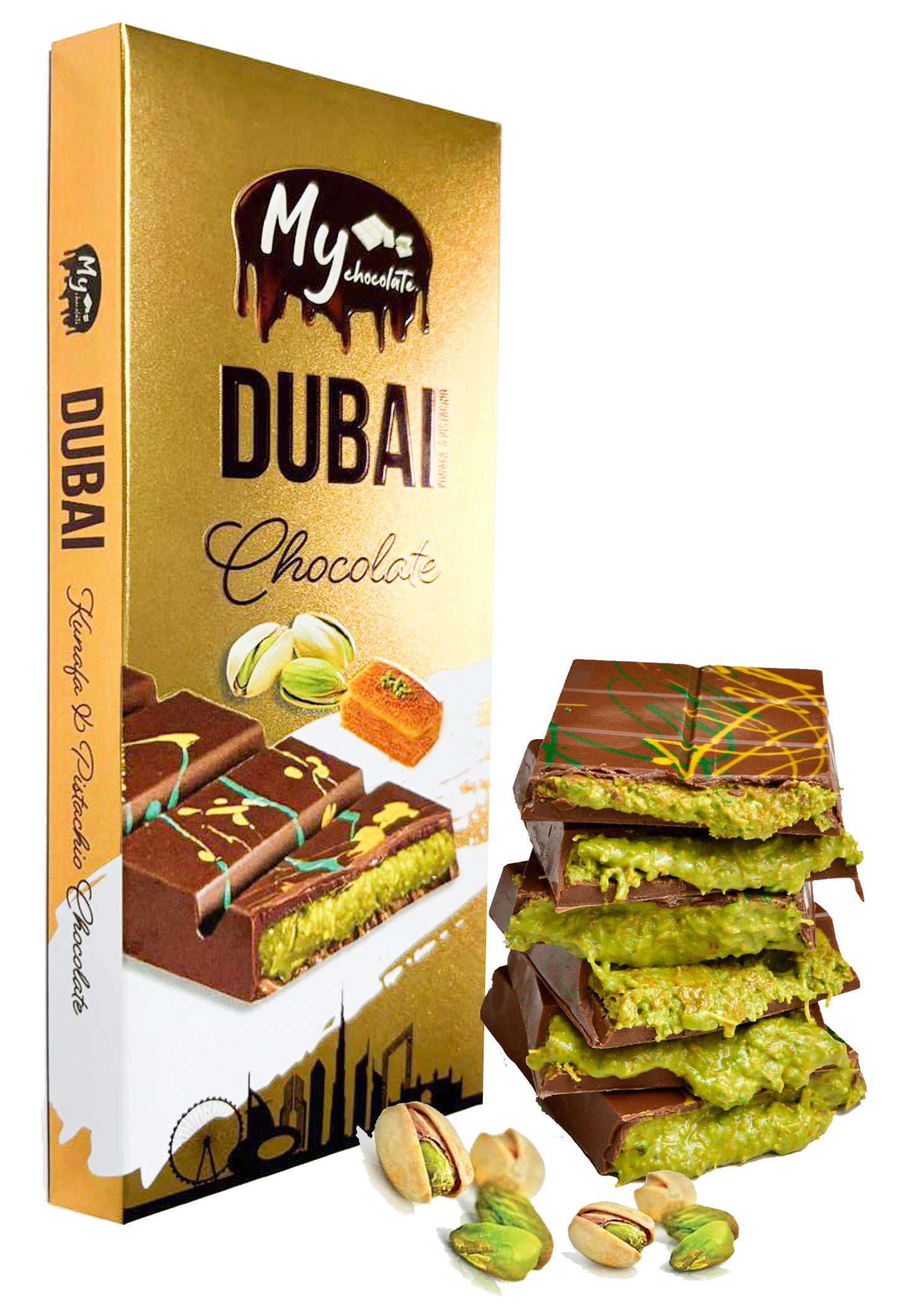 Premium Dubai Chocolate Kunafa Pistachio 100g | Dubai Chocolate My Chocolate
