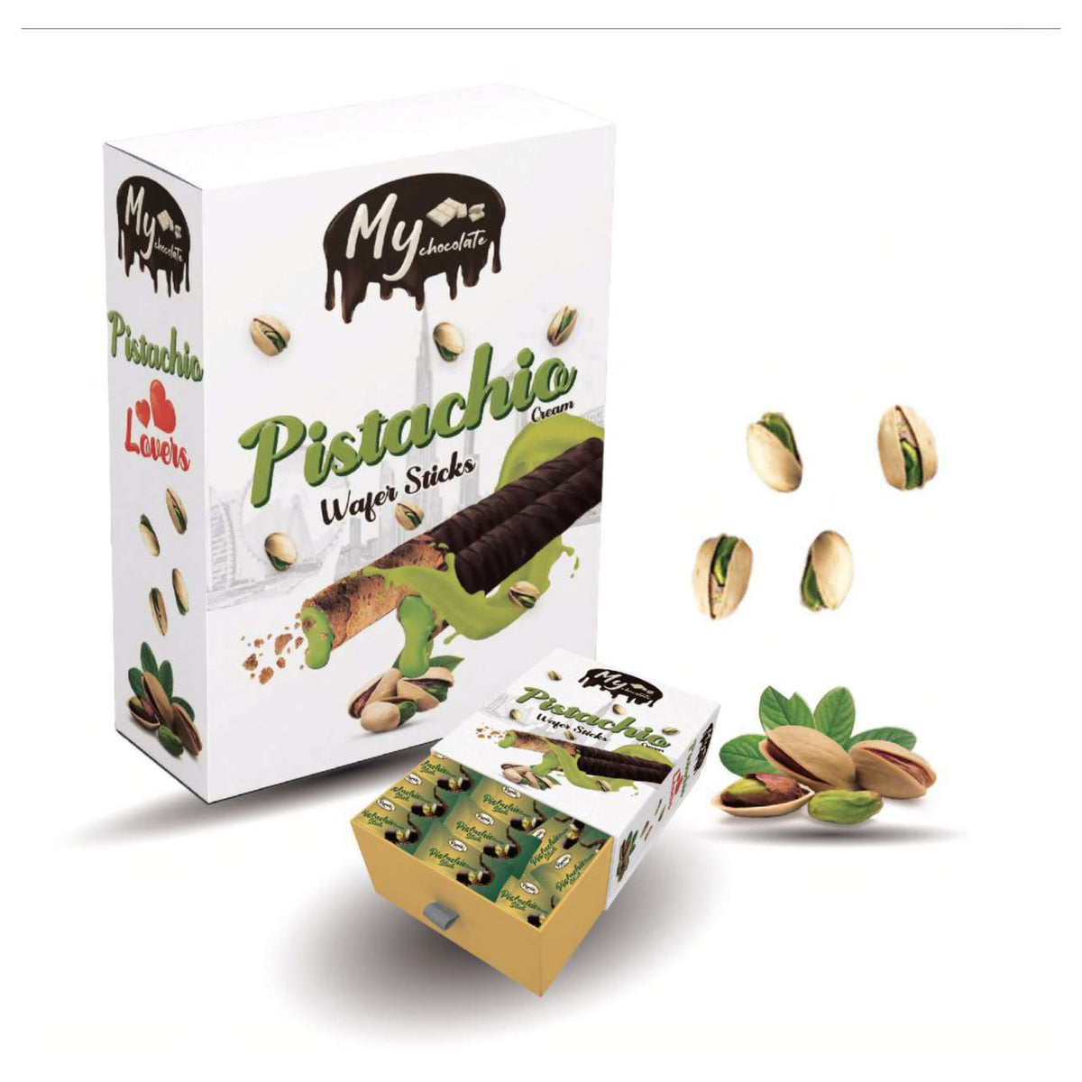 Pistachio Wafer Stick 200g | Crispy Pistachio Chocolate Wafer My Chocolate